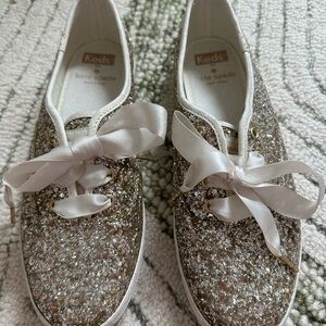 Keds Gold and White Glitter Sneakers